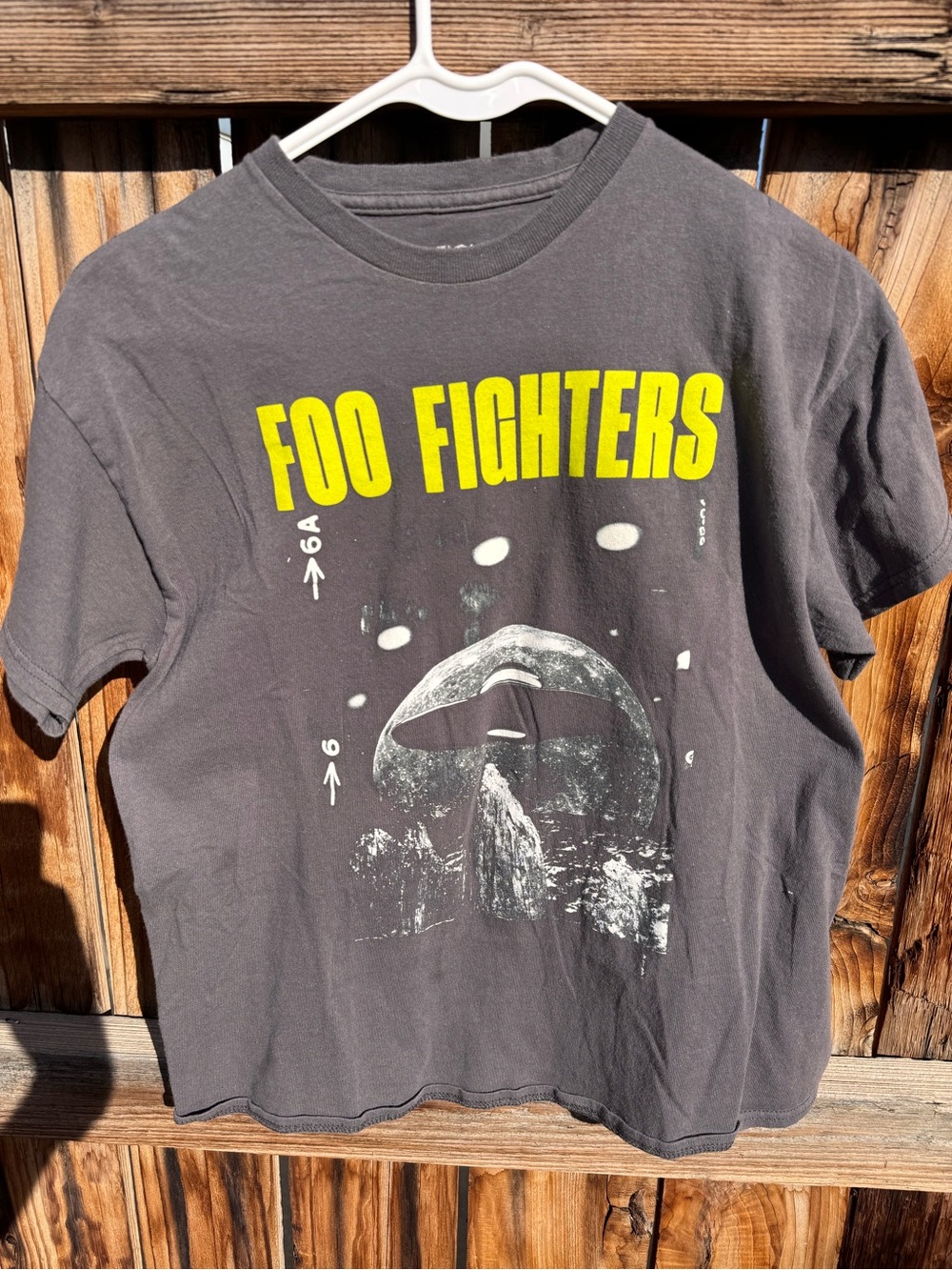 Foo Fighters Graphic Tee in Charcoal with Yellow Logo